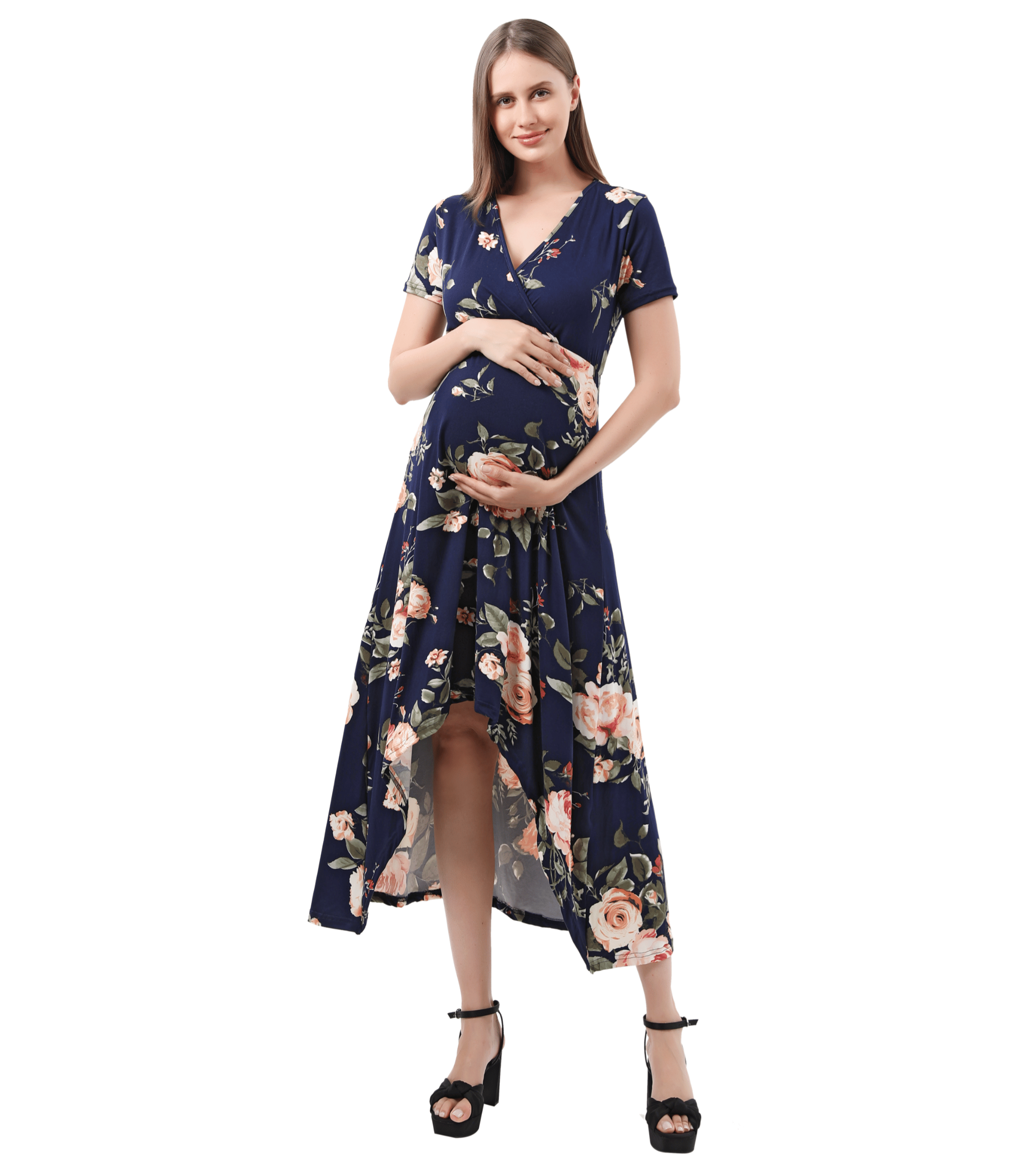 Floral Hi-Low Maternity Maxi Dress